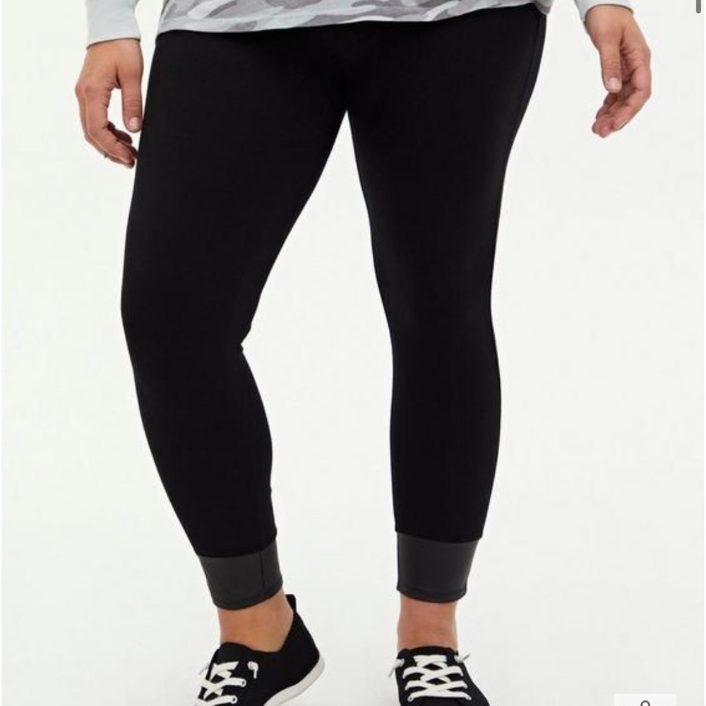 Torrid Premium Leggings - Faux Leather Cuff Black